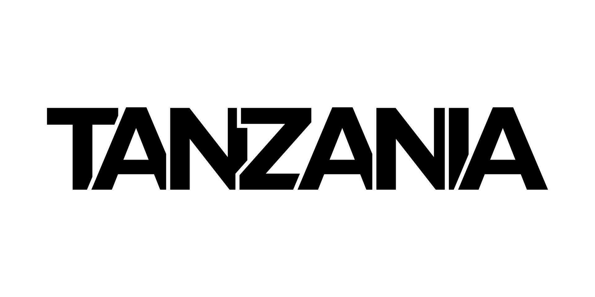 Tansania Emblem. das Design Eigenschaften ein geometrisch Stil, Vektor Illustration mit Fett gedruckt Typografie im ein modern Schriftart. das Grafik Slogan Beschriftung.