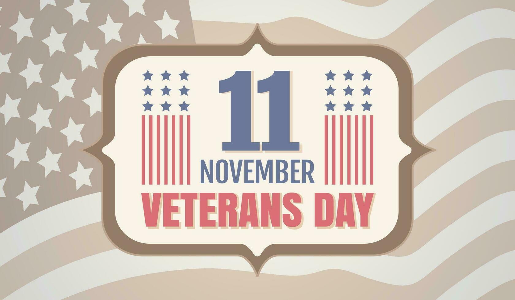 årgång vektor affisch för veteraner dag med amerikan flagga. retro emblem för amerikan veteraner dag med flagga av usa.
