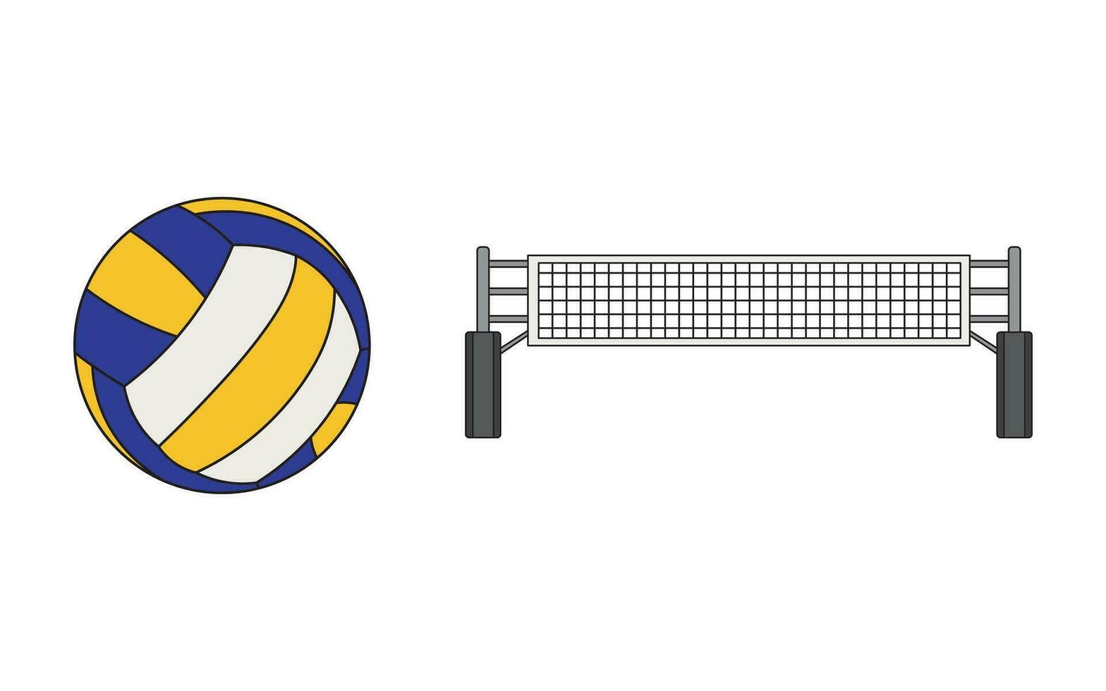 tecknad serie vektor illustration volleyboll netto med boll sport ikon isolerat på vit bakgrund