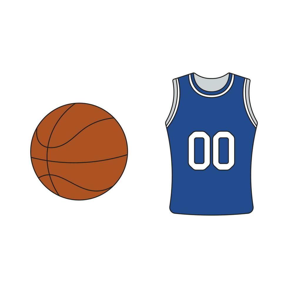 tecknad serie vektor illustration basketboll boll och enhetlig sport ikon isolerat på vit bakgrund