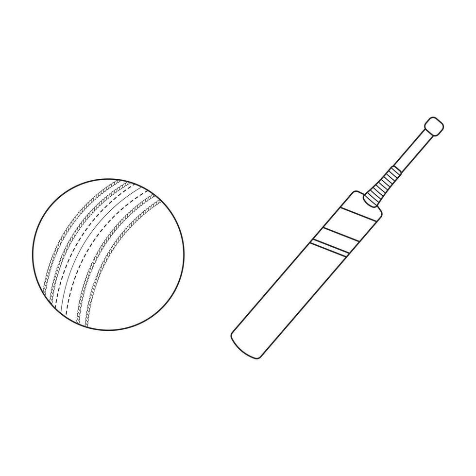 hand dragen tecknad serie vektor illustration cricket fladdermus och bollar sport ikon isolerat på vit bakgrund