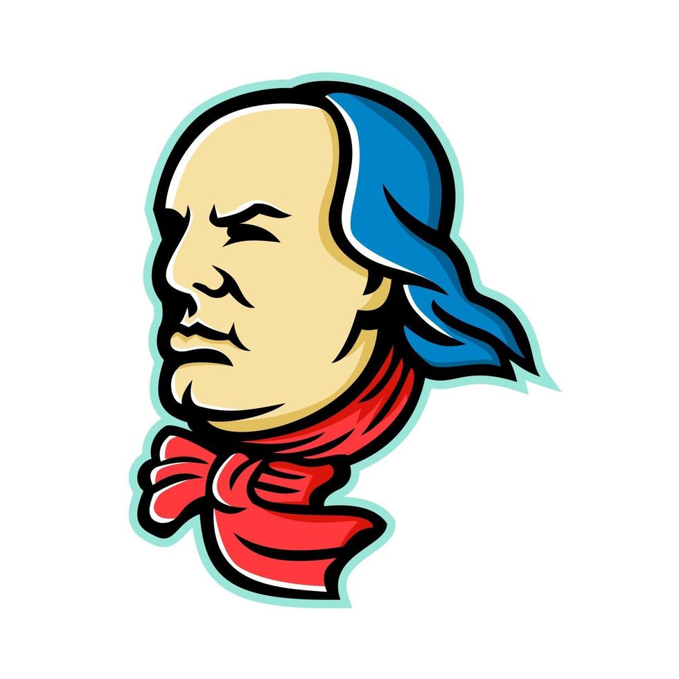 benjamin franklin huvudmaskot retro vektor