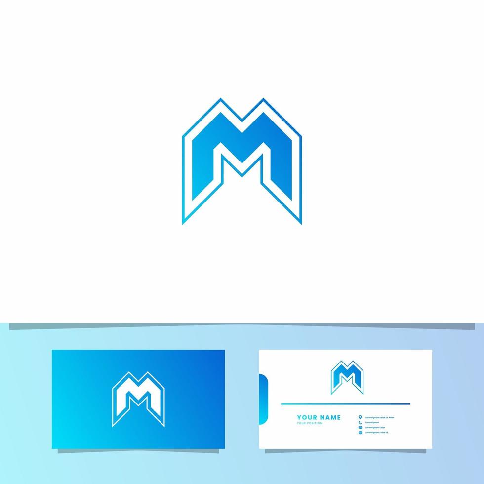 enkel och minimalistisk tonad blå sportig bokstaven m logotyp vektor