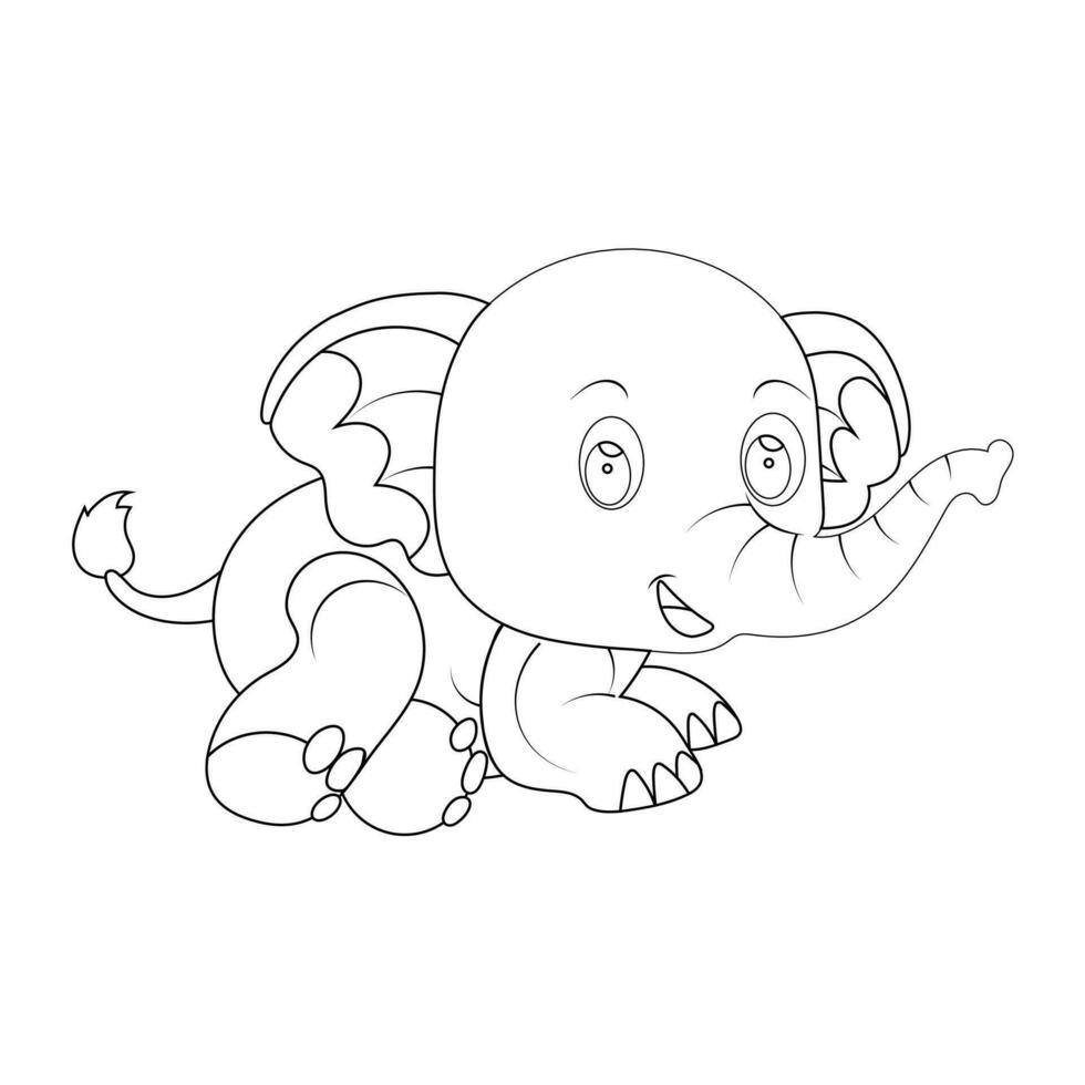 Tier Färbung Seite zum Kinder. Baby Elefant Färbung Seite schwarz und Weiß Vektor Illustration zum Färbung Buch