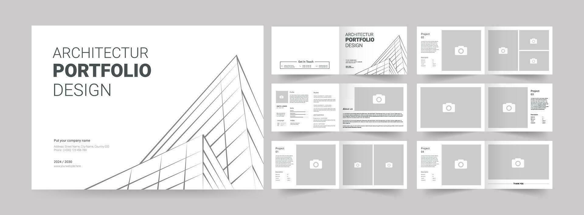 landskap portfölj layout arkitektur portfölj layout interiör portfölj mall, vektor illustration