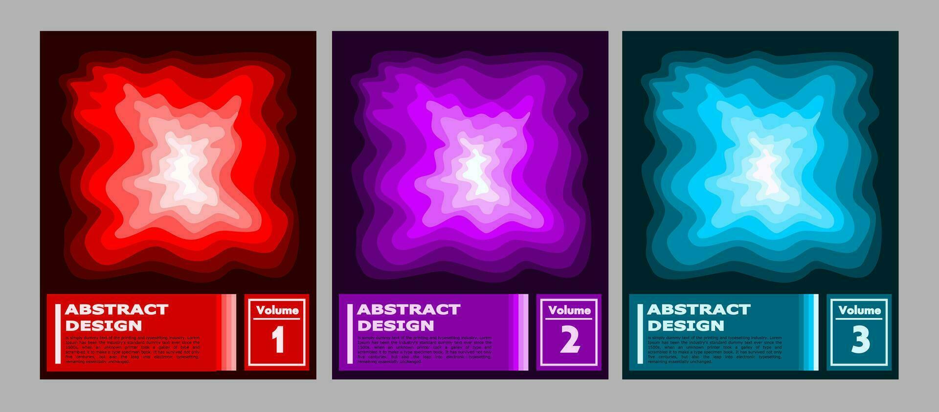 uppsättning av digital abstrakt kreativ omslag. design med lysande färger, röd, lila, och blå. lyx design för broschyr, kort, omslag bok, affisch, hälsning kort, baner, inbjudan, tidskrift. vektor