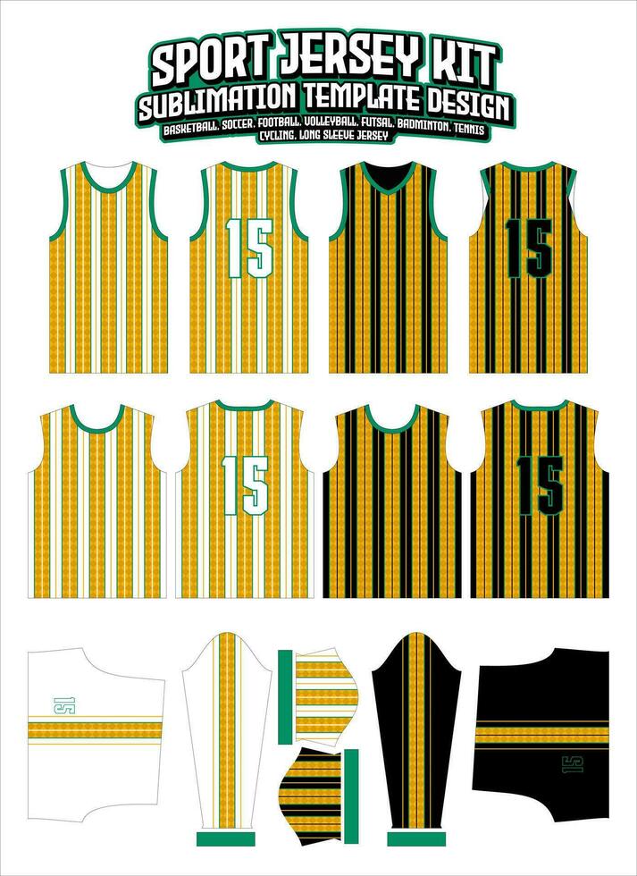 Gelb Streifen Linien Jersey Design Sportbekleidung Layout Vorlage vektor