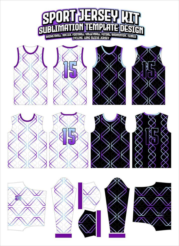 violett Gradient Gliederung Jersey Design Sportbekleidung Layout Vorlage vektor