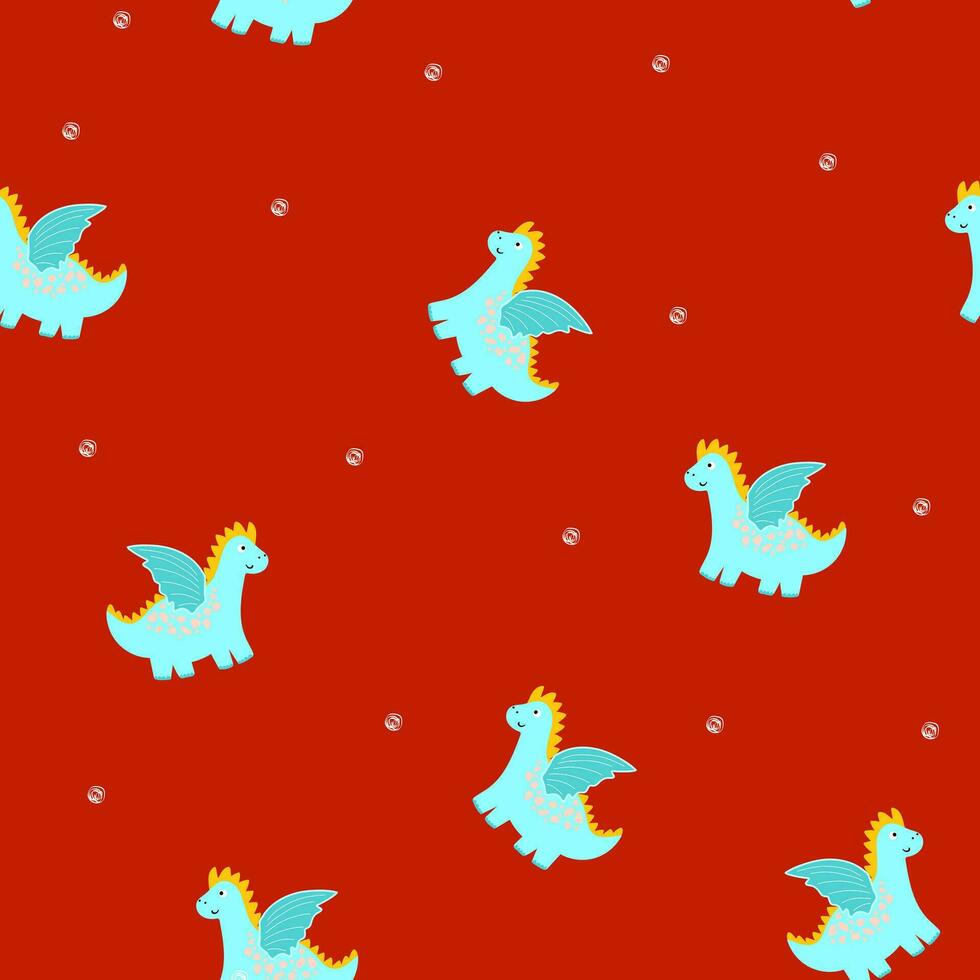 blå drake sömlös mönster.hand dragen jul illustration med söt drake för barn textil, kläder, accessoarer, födelsedag fest dekor. klotter vektor karaktär skriva ut för design kläder