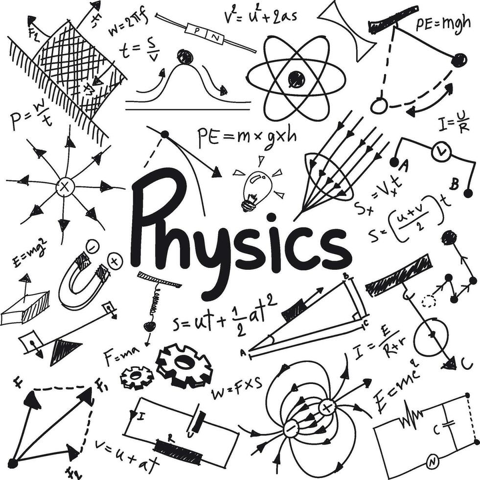fysik vetenskap teori lag och matematik formel vektor bild