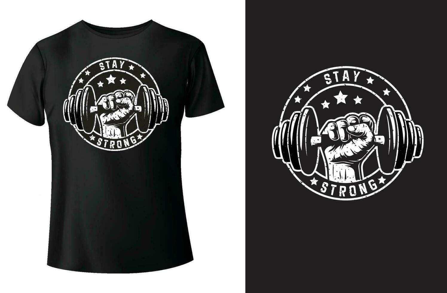 bleibe stark Fitnessstudio Typografie T-Shirt Design vektor