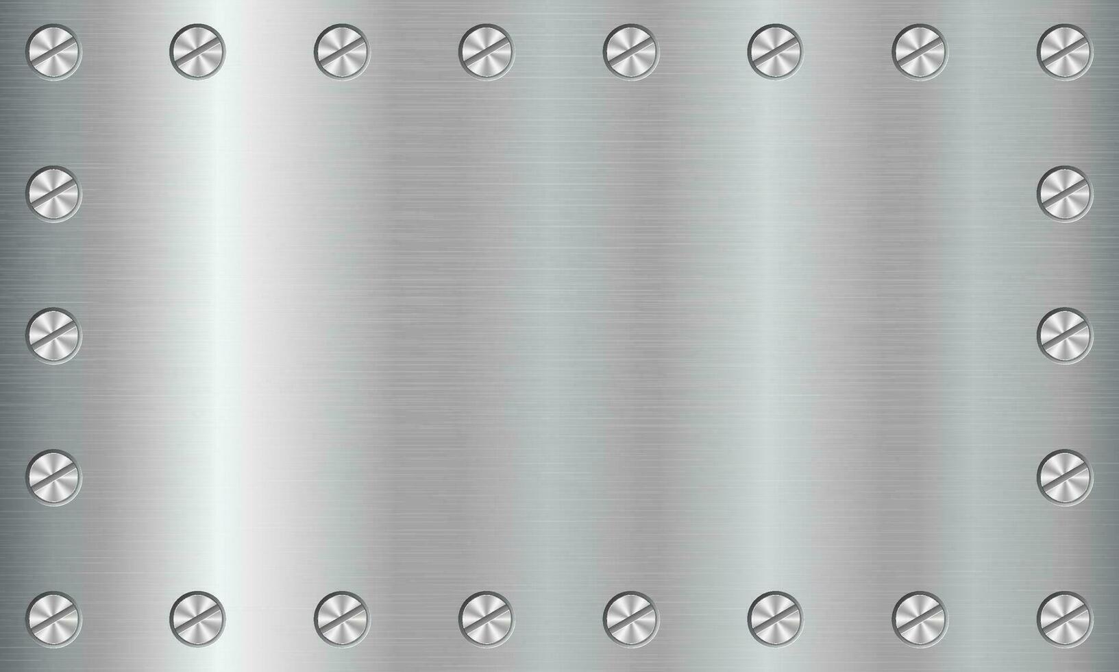 silver- metall textur bakgrund med skruvar. aluminium tallrik med skruvar. stål bakgrund. vektor illustration
