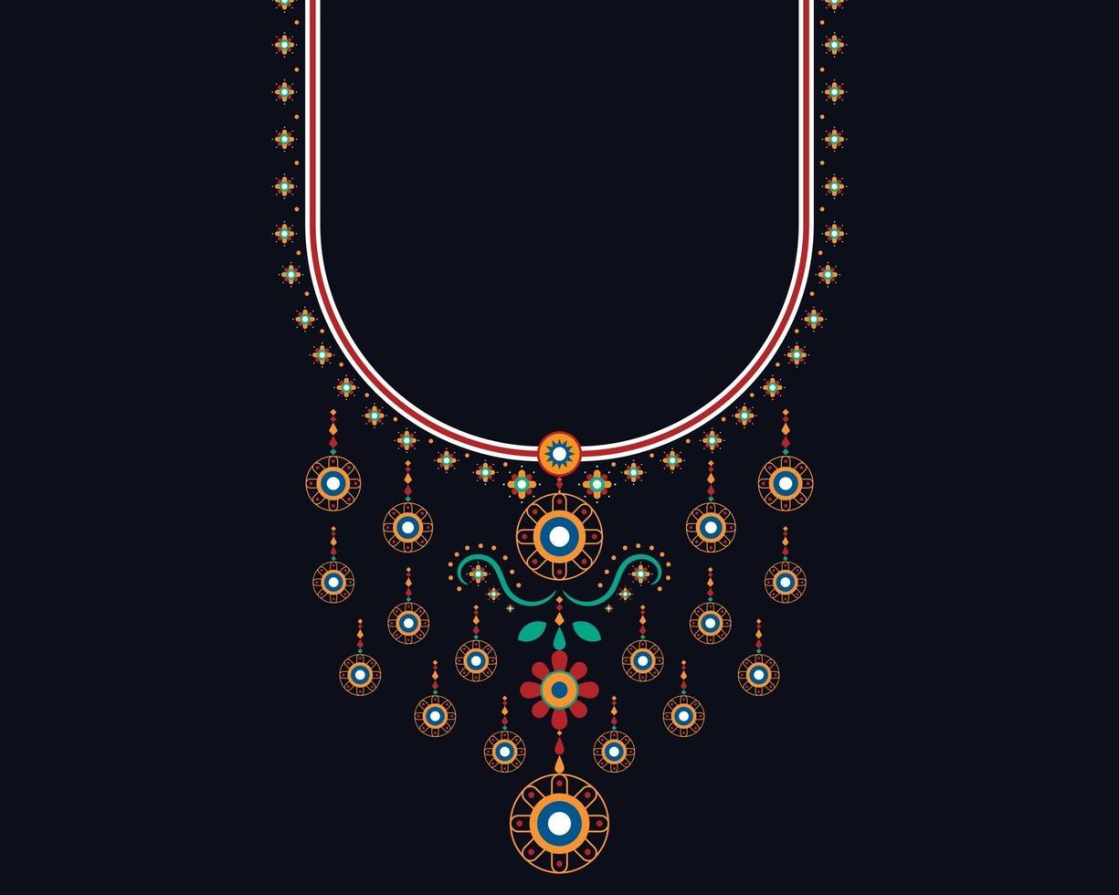 geometriska etniska orientaliska mönster. halsband broderi design. vektor