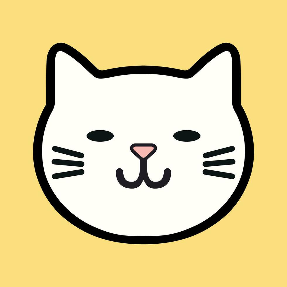 enkel vektor linje konst tecknad serie leende emoji katt ansikte.