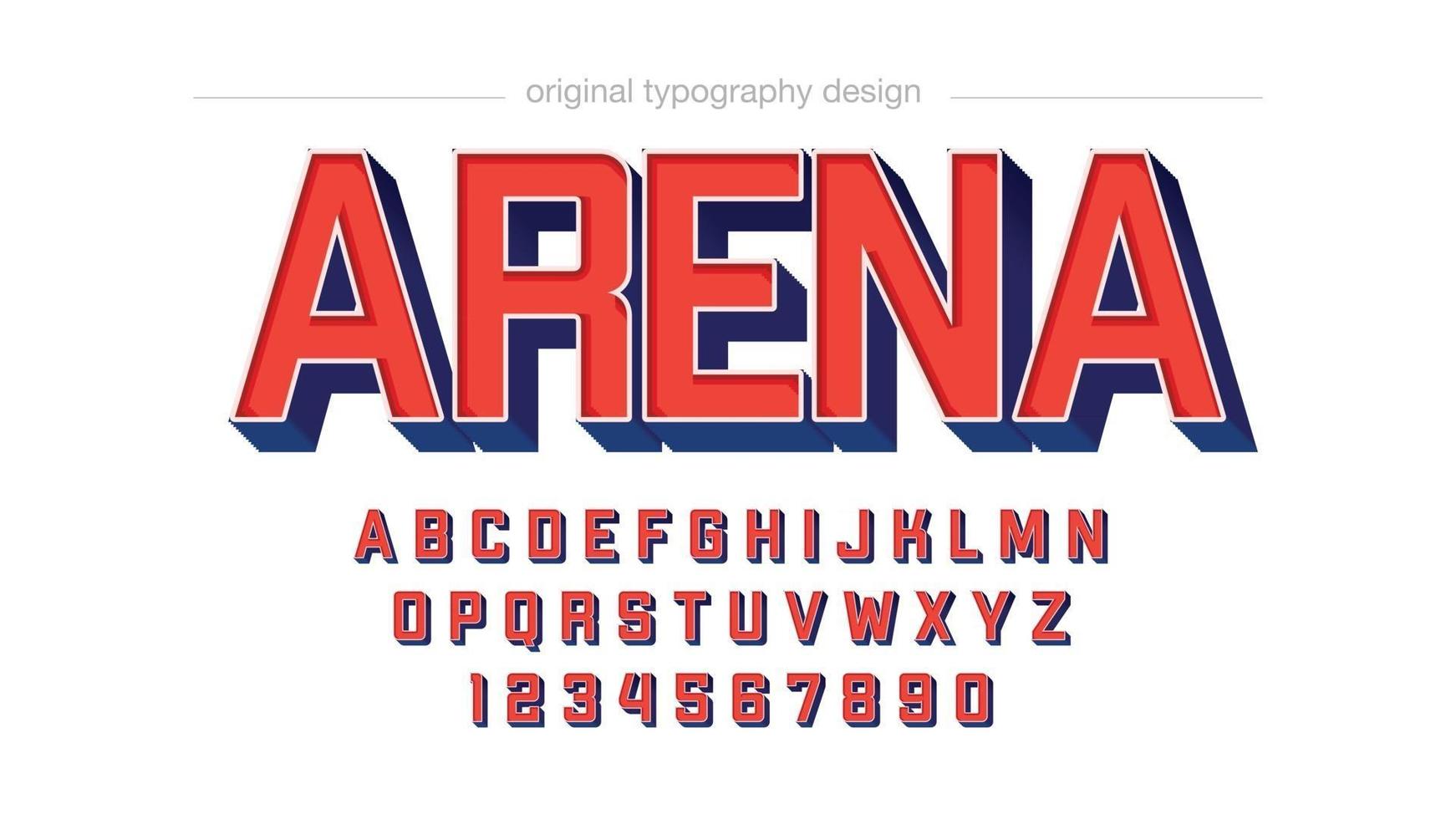 röd och blå modern sport 3d typografi vektor
