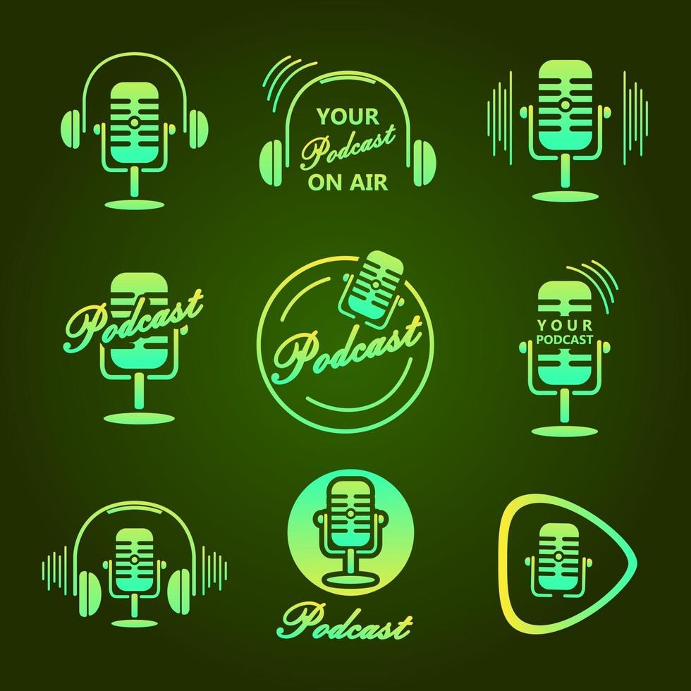 grön podcast klistermärke vektor