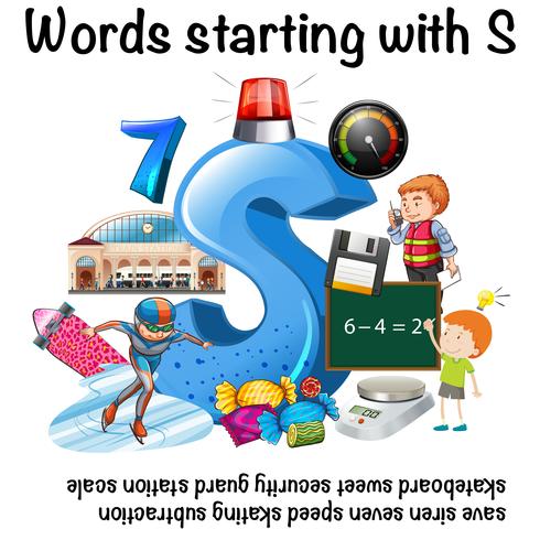 Poster design för ord som börjar med S vektor