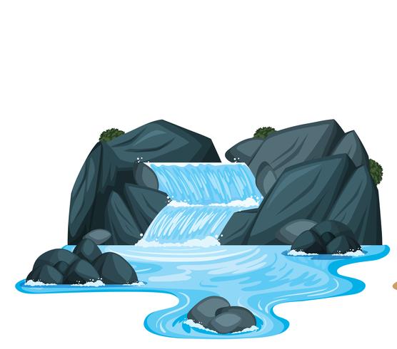 Ein kleiner Wasserfall mit Felsen vektor