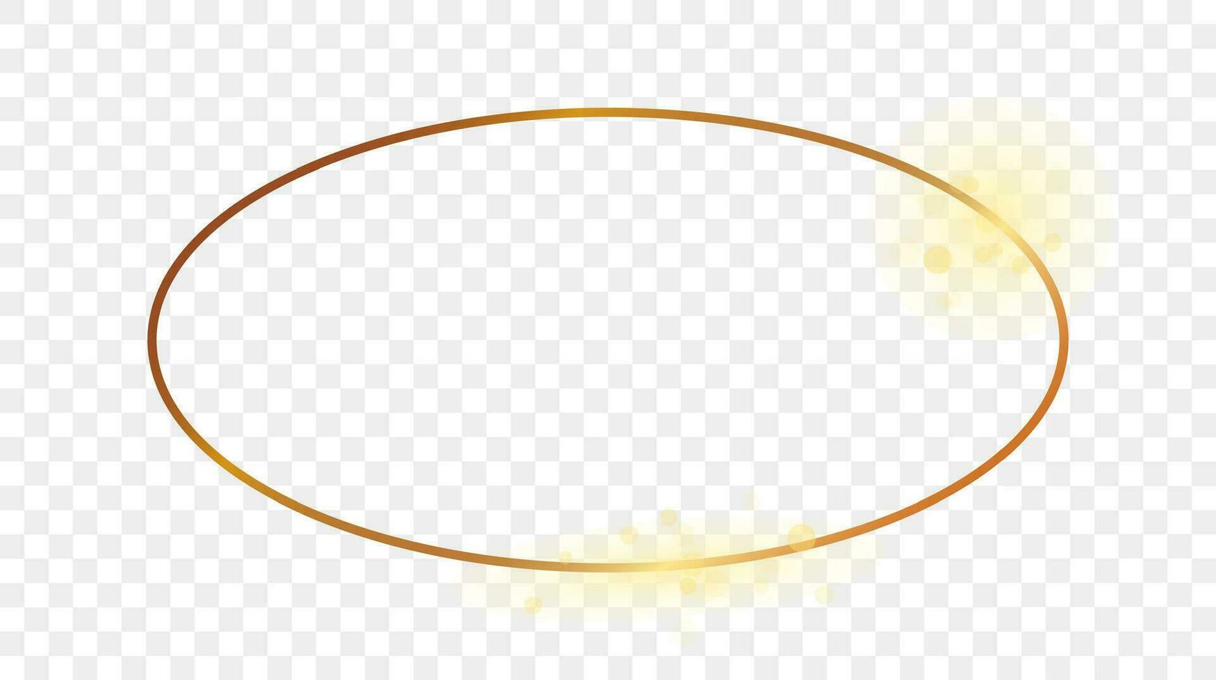 Gold glühend Oval gestalten Rahmen isoliert auf Hintergrund. glänzend Rahmen mit glühend Auswirkungen. Vektor Illustration.