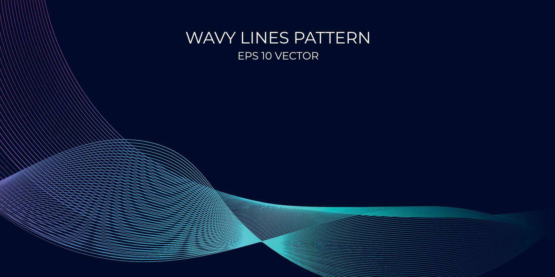 Vektor wellig Linien Muster glatt Kurve fließend dynamisch Blau Grün Gradient Licht isoliert auf Marine Hintergrund. Konzept zum Technologie, Digital, Kommunikation, Wissenschaft, Musik.