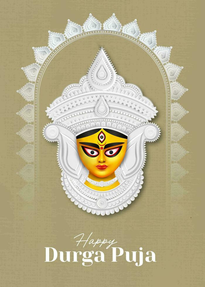 glücklich Durga Puja kreativ Banner Design mit Durga Gesicht Illustration indisch Festival vektor