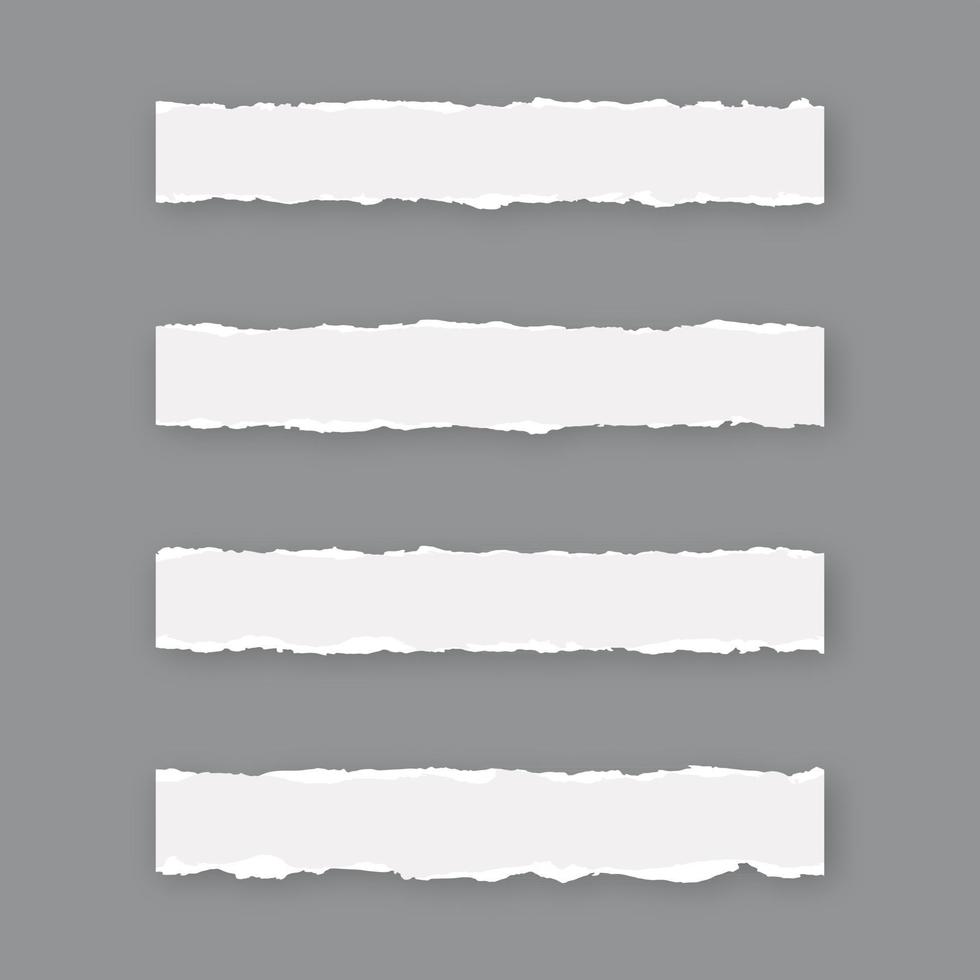 zerrissene zerrissene papierblätter sammlung auf grauem hintergrund vektor