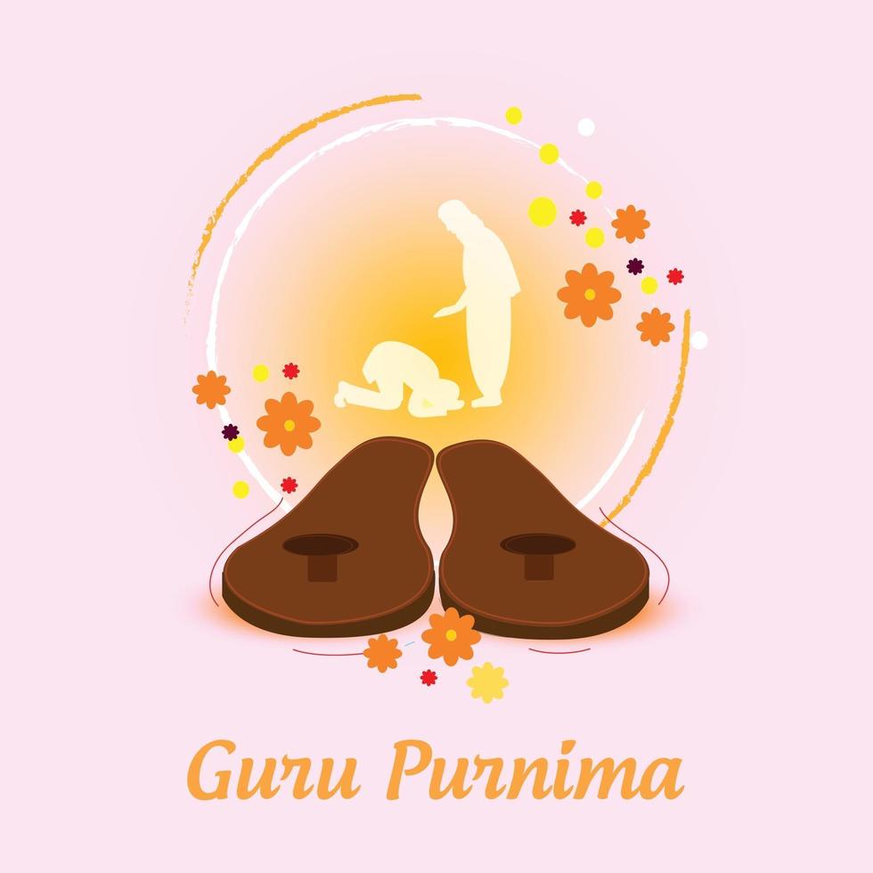 Poster von Guru Purnima mit Paduka. vektor