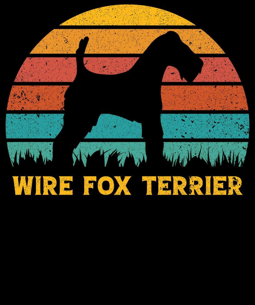 Draht Fuchs Terrier Jahrgang T-Shirt Design vektor