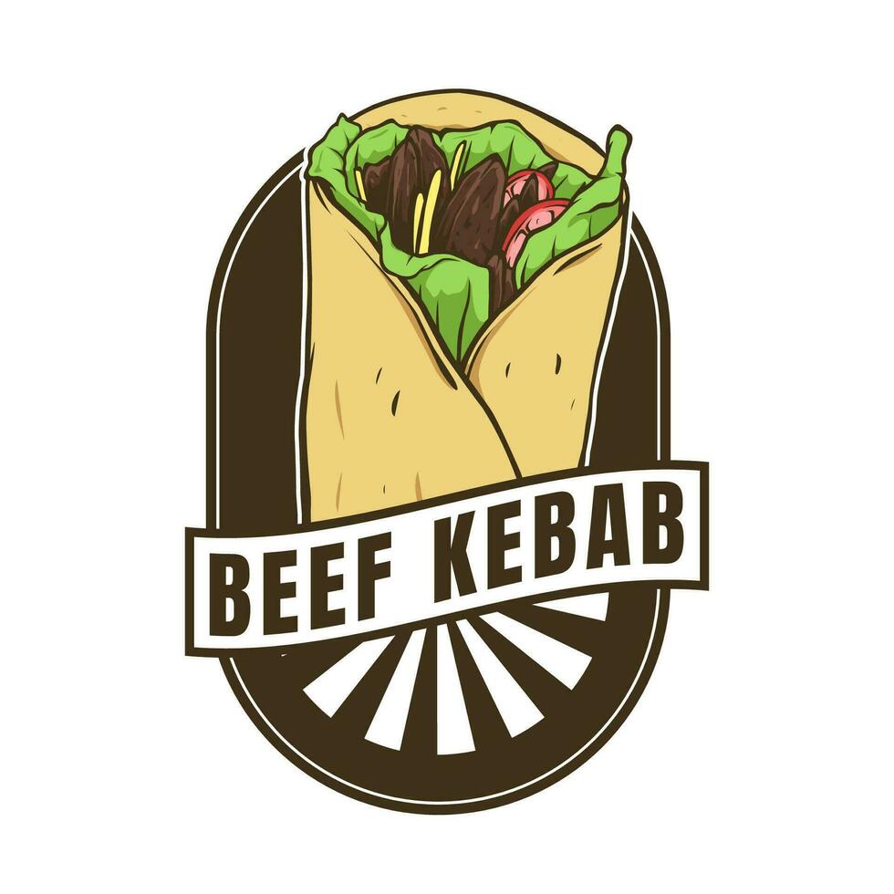 Rindfleisch Kebab Logo Design Vorlage vektor