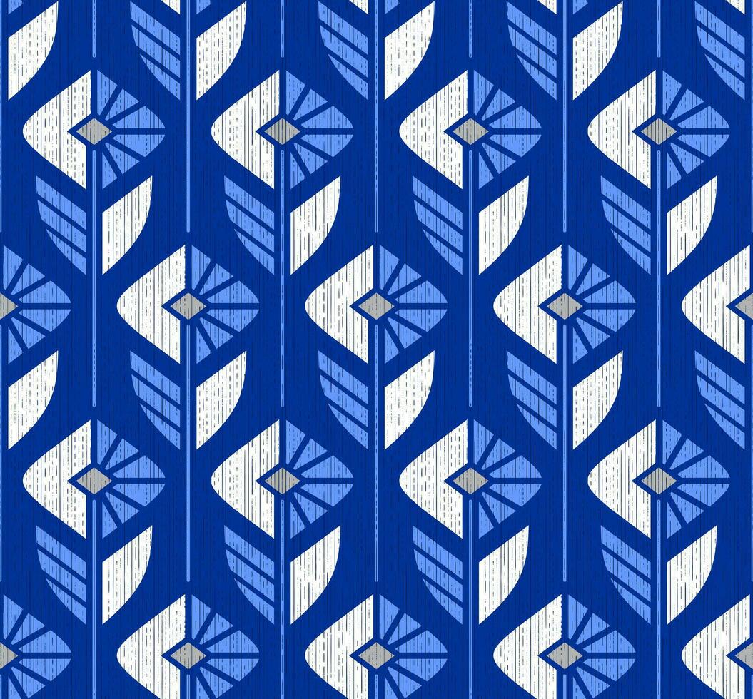Blau Vektor nahtlos Hintergrund mit geometrisch Weiß und Licht Blau Farben im Kunst Deko Stil