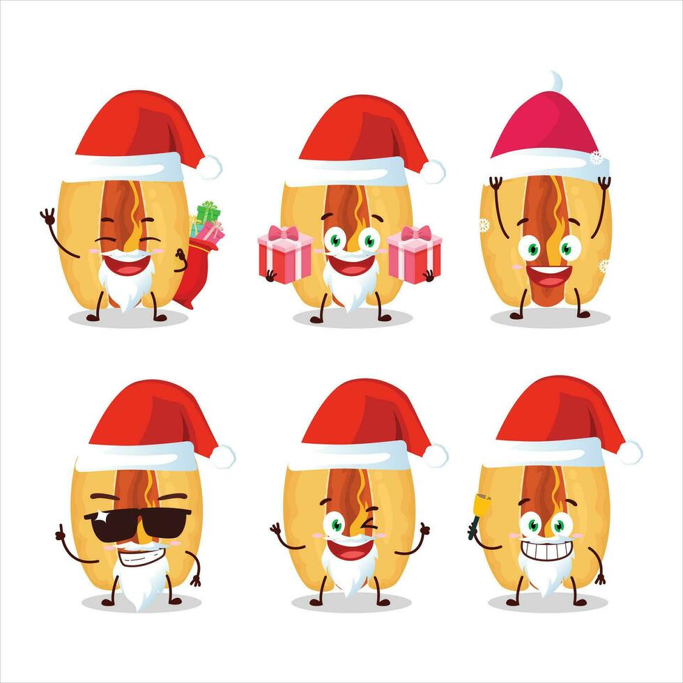 Santa claus Emoticons mit heiß Hunde Karikatur Charakter vektor