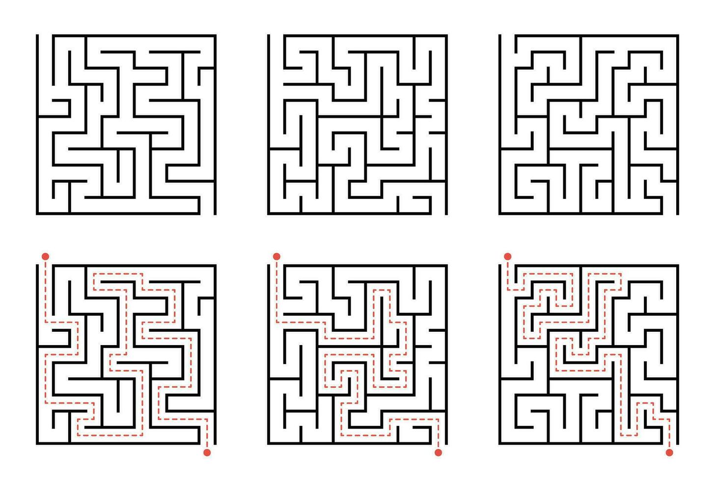 labyrint linje mönster. rektangel labyrint med inträde och utgång. vektor labyrint av låg eller medium komplexitet.
