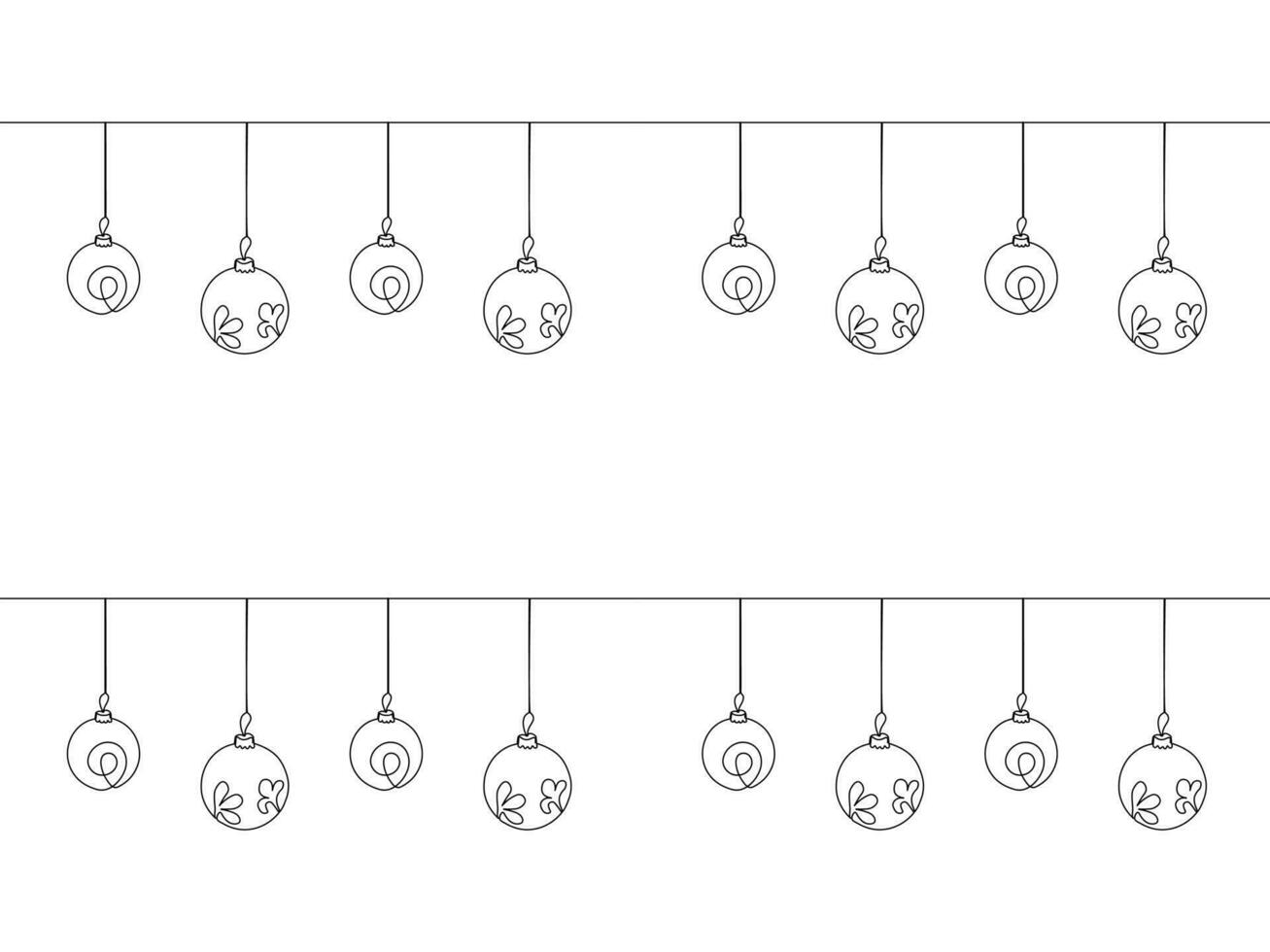 nahtlos Muster von einer kontinuierlich Linie von Weihnachten Baum Spielzeuge und Bälle, Weihnachten, Urlaub vektor