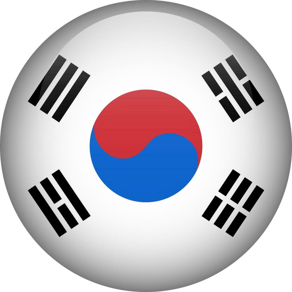 Süd Korea Flagge Taste. Emblem von Süd Korea. Vektor Flagge, Symbol. Farben und Anteil korrekt.