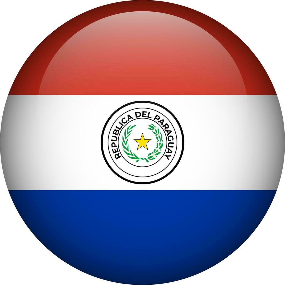 Paraguay Flagge Taste. runden Flagge von Paraguay. Vektor Flagge, Symbol. Farben und Anteil korrekt.
