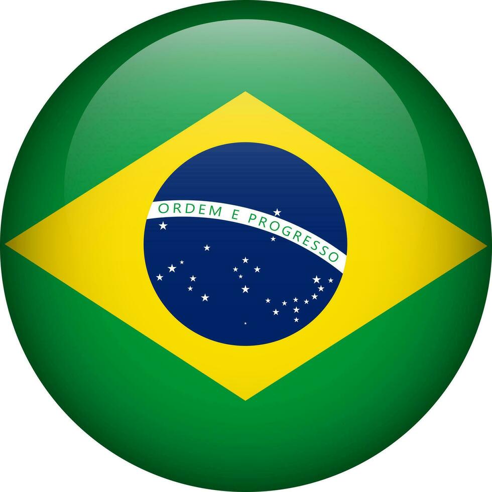 Brasilien Flagge Taste. Emblem von Brasilien. Vektor Flagge, Symbol. Farben und Anteil korrekt.