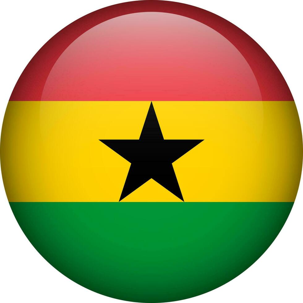 Ghana Flagge Taste. runden Flagge von Ghana. Vektor Flagge, Symbol. Farben und Anteil korrekt.