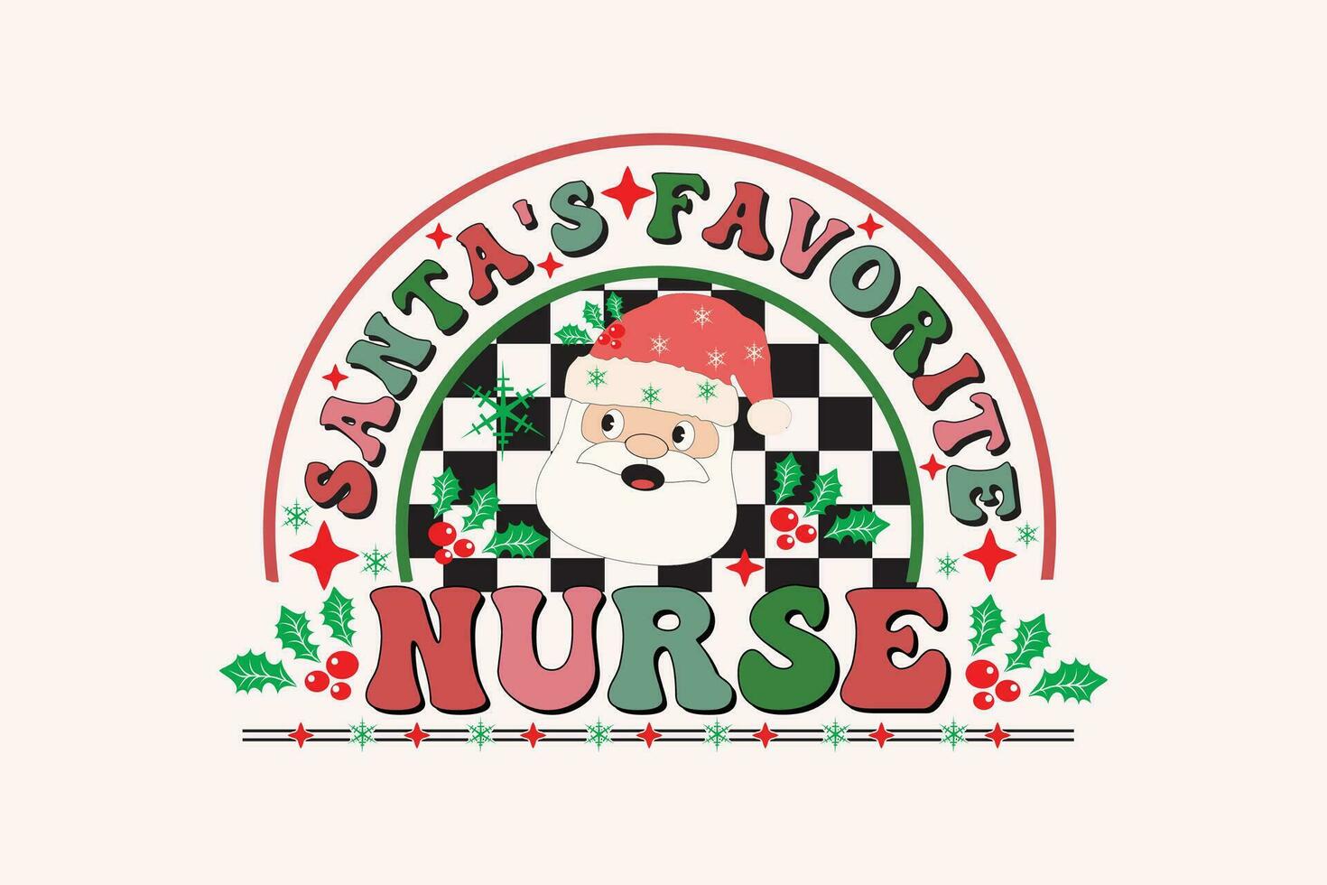 Santa's Liebling Krankenschwestern Weihnachten retro Typografie T-Shirt Design vektor
