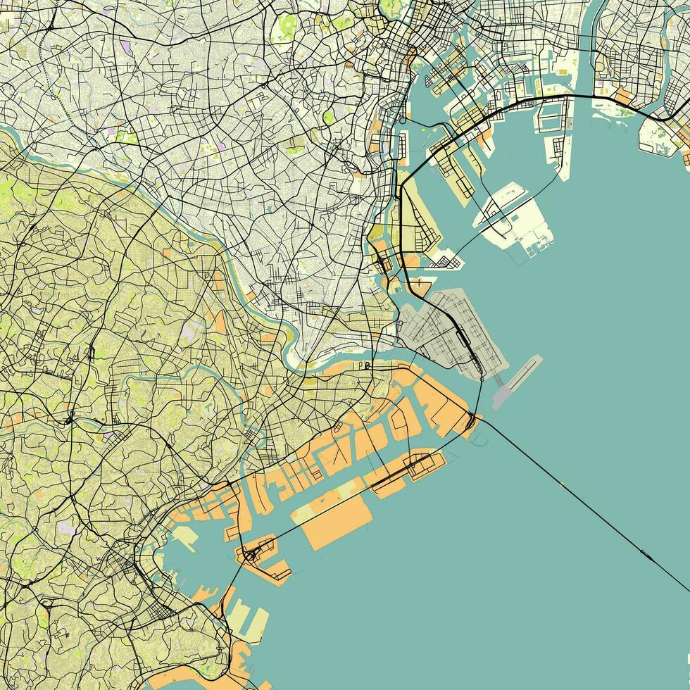 Karte von Kawasaki, Kanagawa, Japan vektor