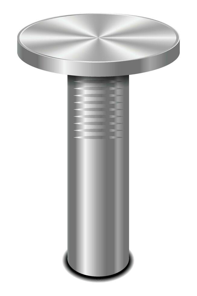 Nagel gehämmert in Mauer. 3d Eisen Nagel. Hardware- Nagel. Vektor Illustration