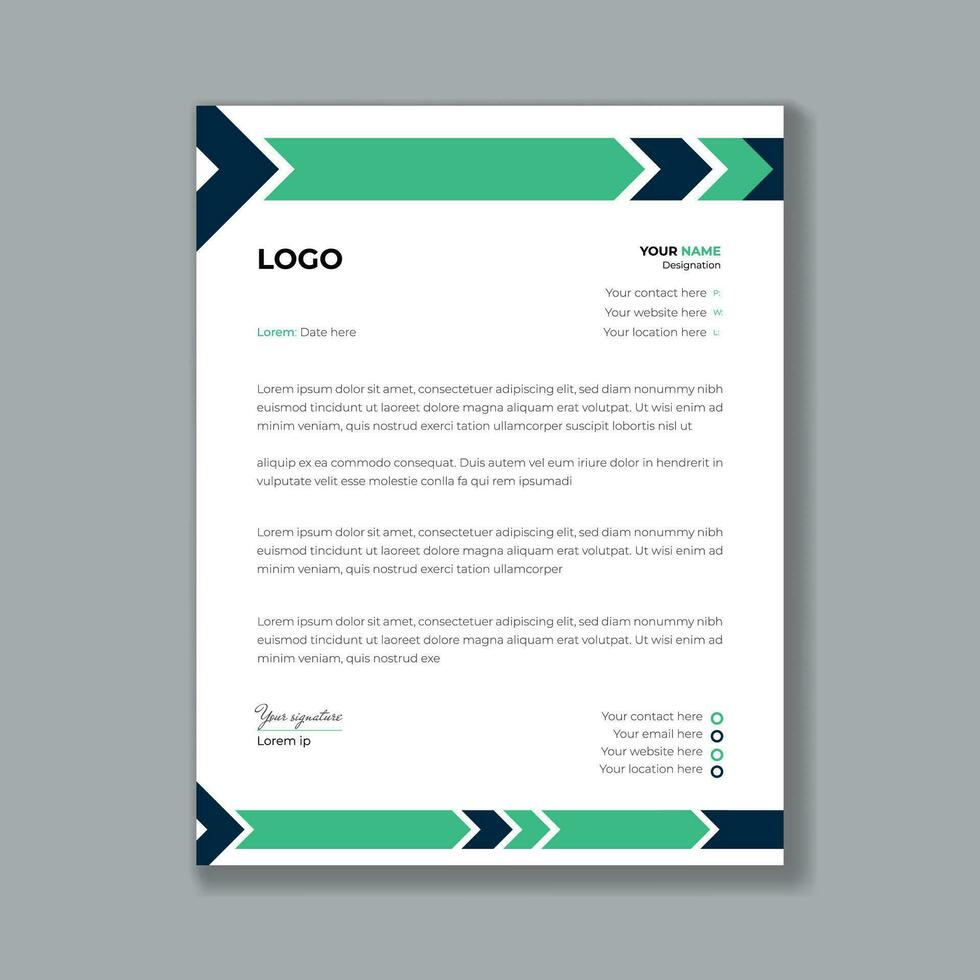 enkel och minimal professionell brev mall design, företag brev design, abstrakt brev design, abstrakt Vinka företag brev mall för din företag, vektor illustration