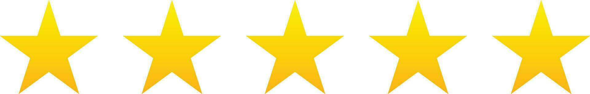 5 Gold Sterne Qualität Bewertung Symbol. fünf Gelb Star Produkt Qualität Bewertung. golden Star Vektor Symbole