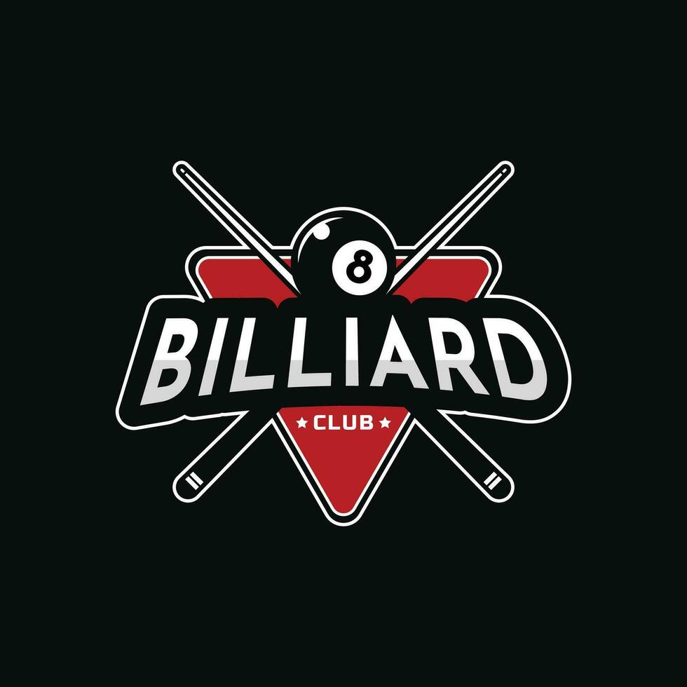 biljard logotyp design årgång retro bricka vektor