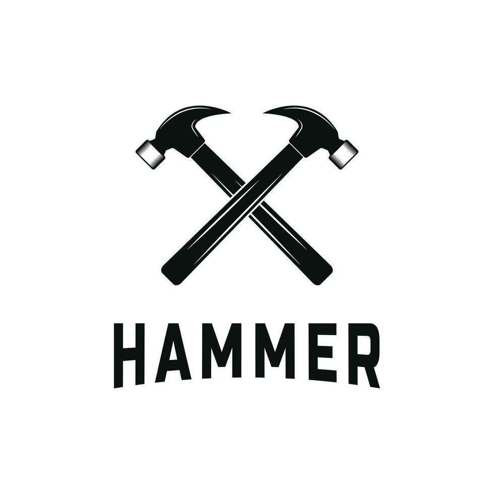 zwei gekreuzt Hammer Logo Design Idee vektor