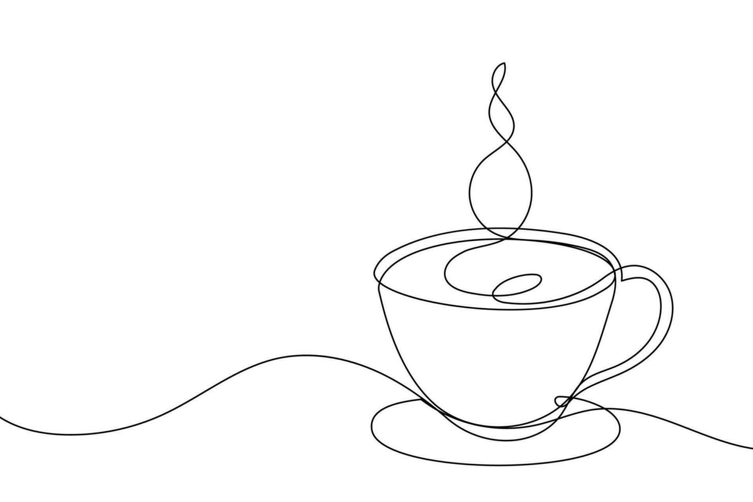 kaffe kopp kontinuerlig linje skiss te ikon Kafé skiss dryck enda konst översikt råna logotyp mat. klotter kopp linje abstrakt bakgrund frukost ånga morgon- kaffe design symbol. vektor illustration