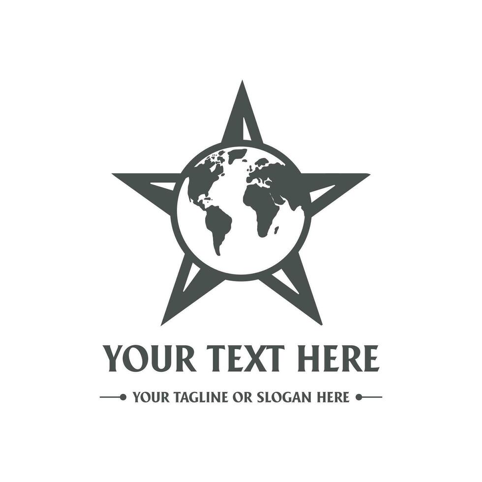 Jahrgang Star Welt Globus Erde Planet Logo Design Illustration vektor