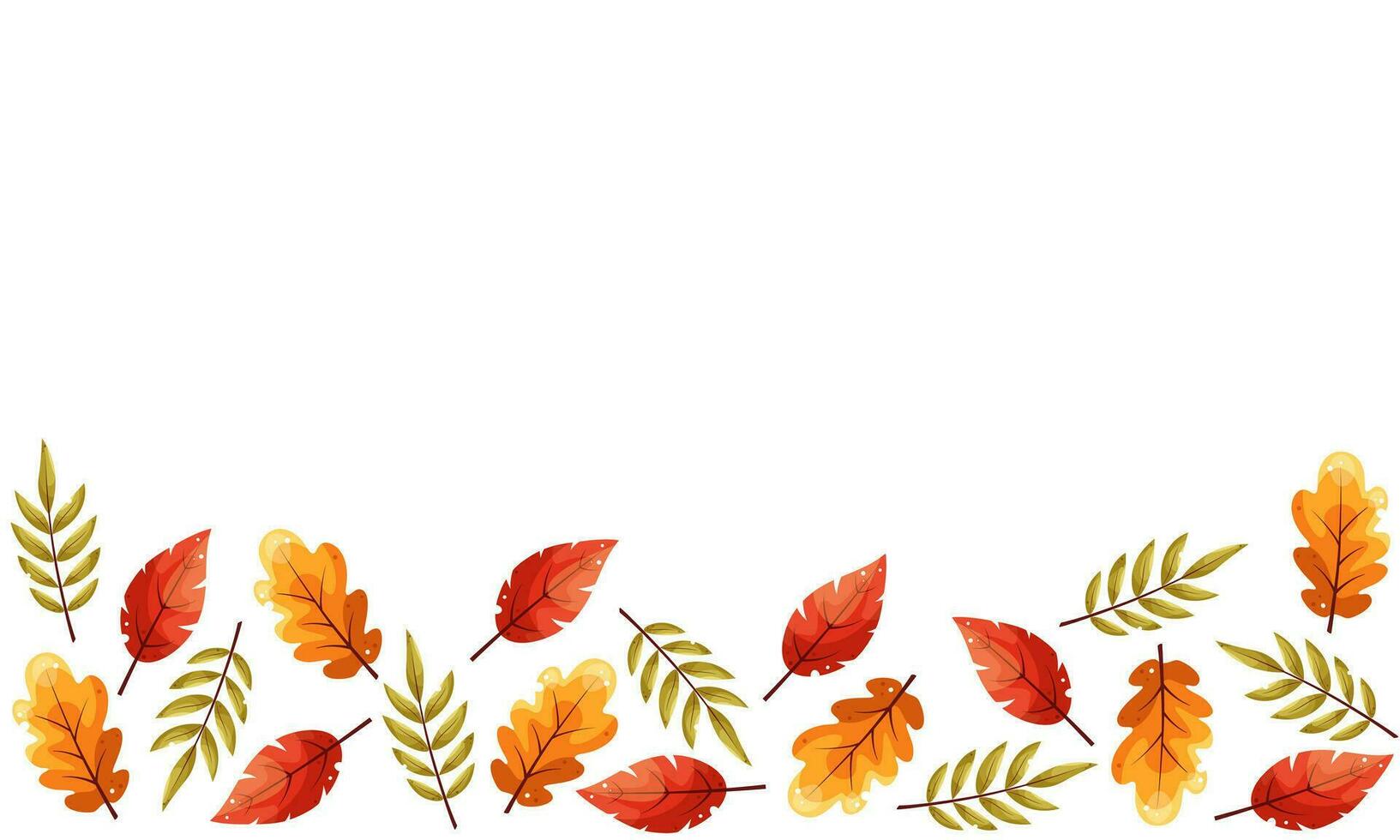 skön höst löv. horisontell baner mönster med höst ljus löv mall. platt klotter stil. vektor illustration. dekorativ gräns ram, vektor mall