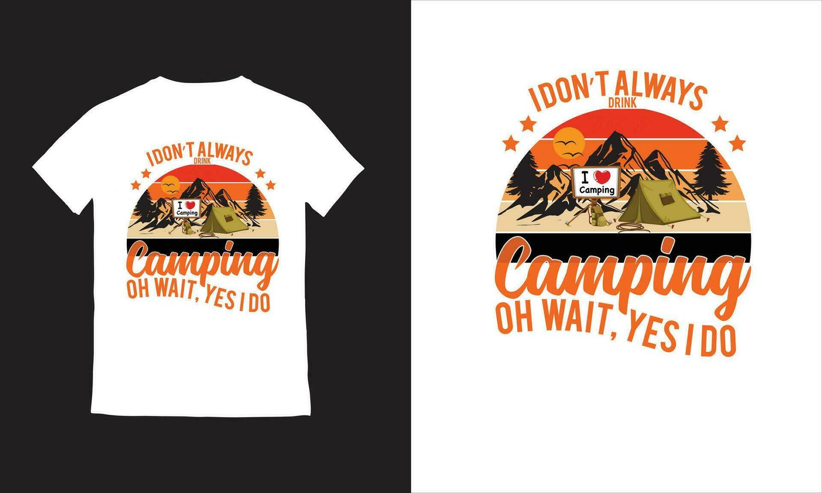 camping vandring natur berg t-shirt design vektor