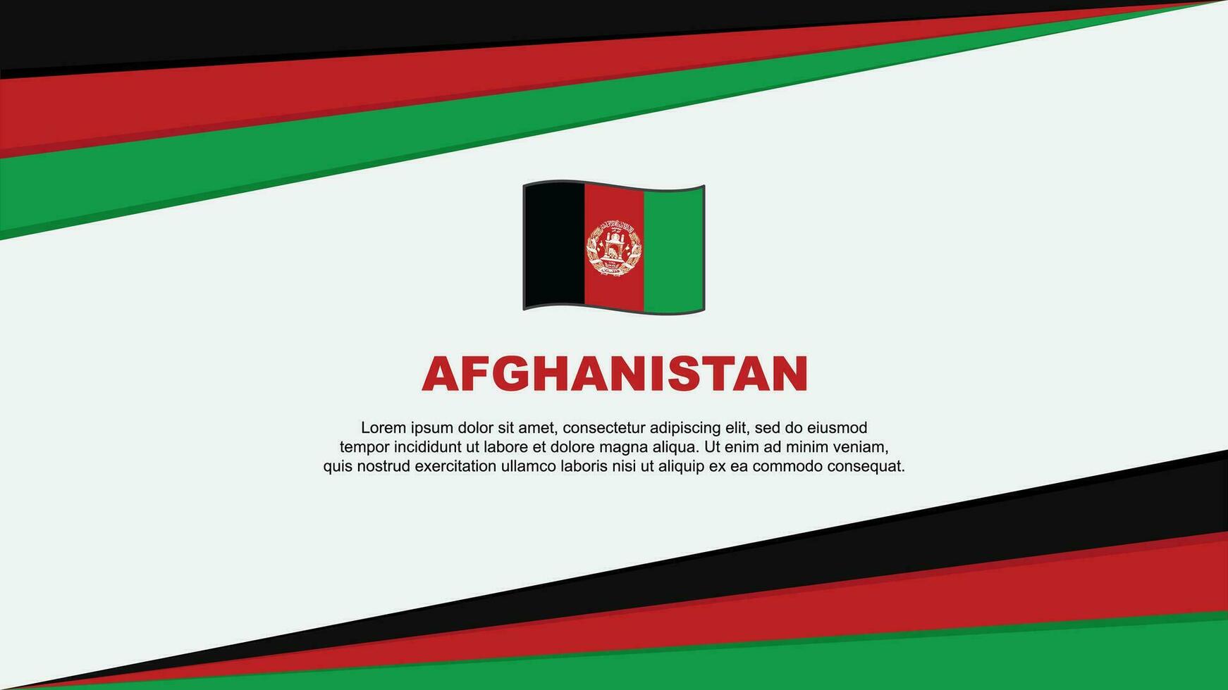 Afghanistan Flagge abstrakt Hintergrund Design Vorlage. Afghanistan Unabhängigkeit Tag Banner Karikatur Vektor Illustration. Afghanistan Design