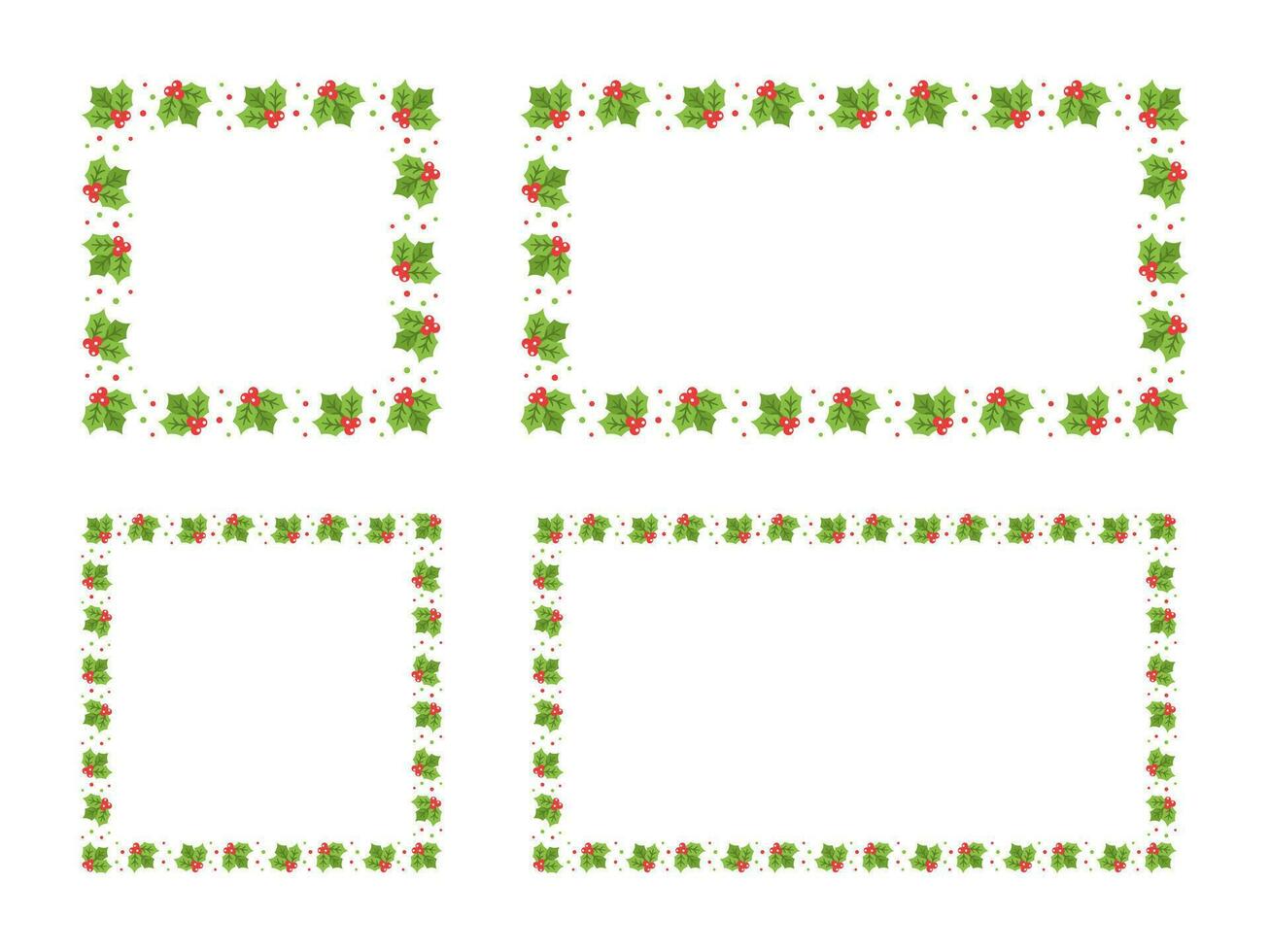 Platz und Rechteck Mistel Rahmen Satz, Weihnachten und Neu Jahr Karte Vorlage, Winter Urlaub Jahreszeit Pflanze Design Grenze. Vektor Illustration zum Grüße, Einladung, Sozial Medien Post.